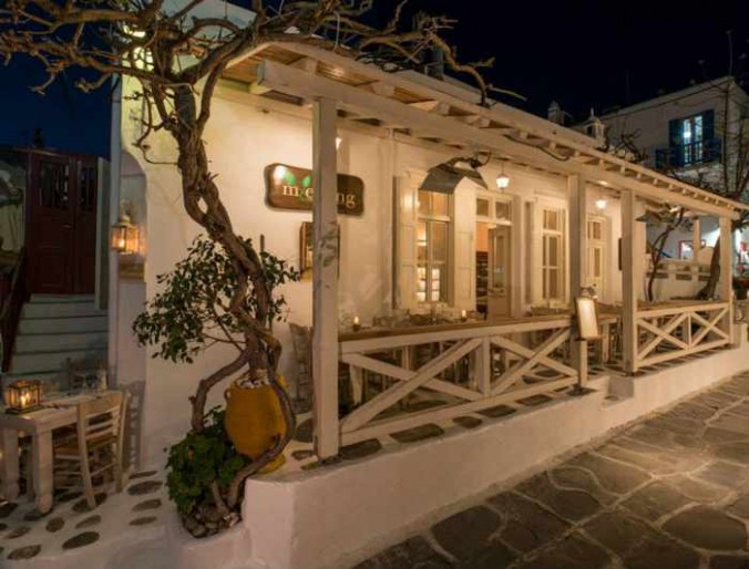 M-eating restaurant Mykonos exterior view photo from its Facebook page