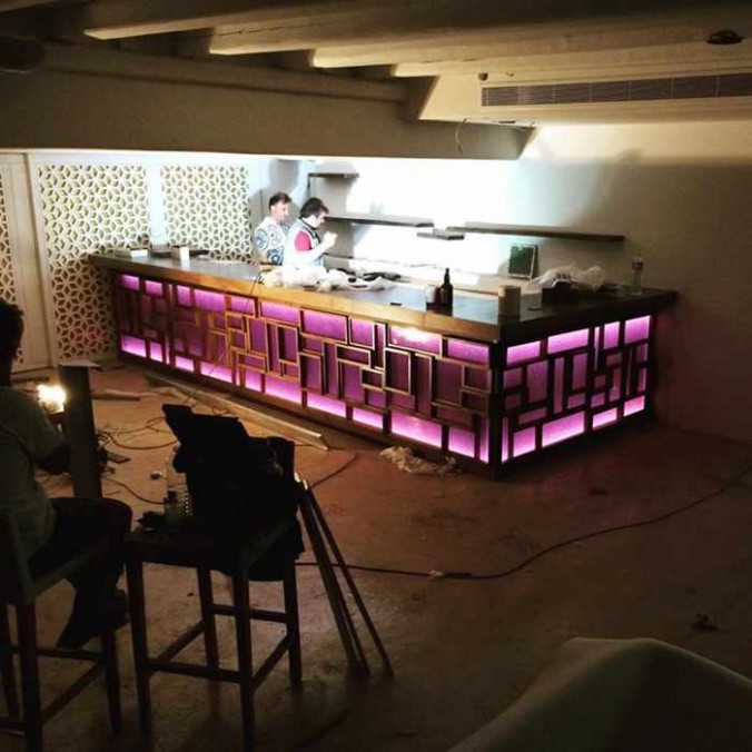 New bar construction at Kiku Mykonos at Cavo Tagoo photo from the Kiku Facebook page