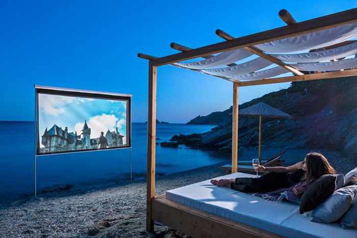 Private beach cinema at Casa del Mar Mykonos photo 01 from SLH Facebook page