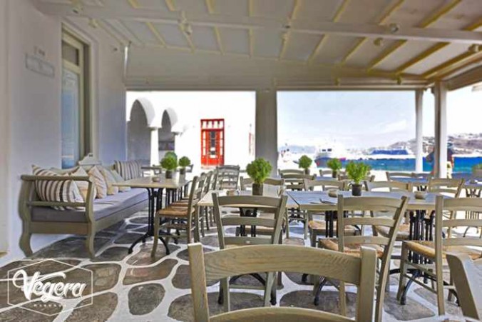 Vegera Mykonos outdoor dining terrace photo from the restaurant's Facebook page