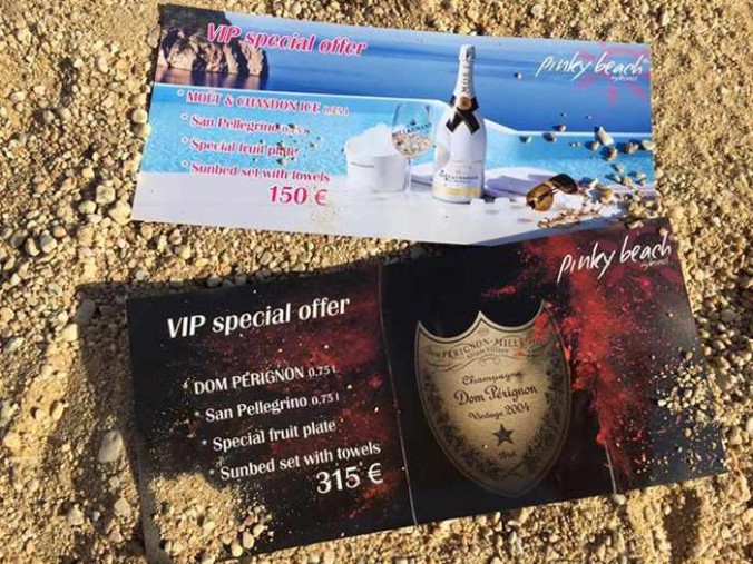 Pinky Beach Mykonos champagne special offers