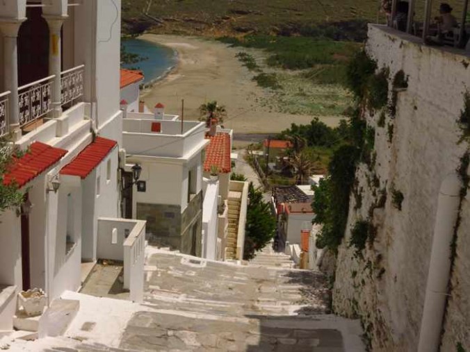 steps from Andros Town to Paraporti beach\