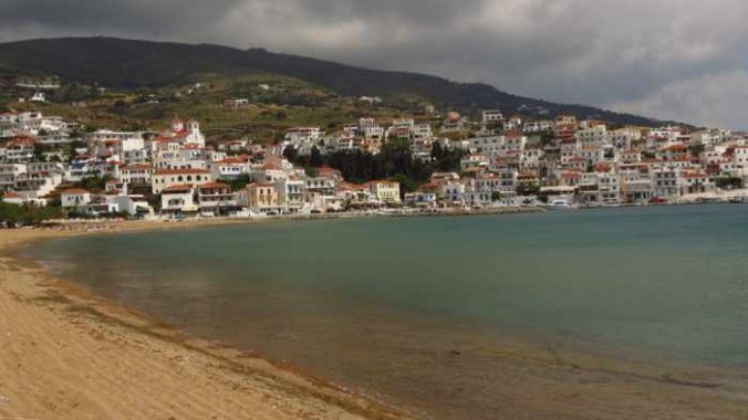 stormclouds over Batsi on Andros