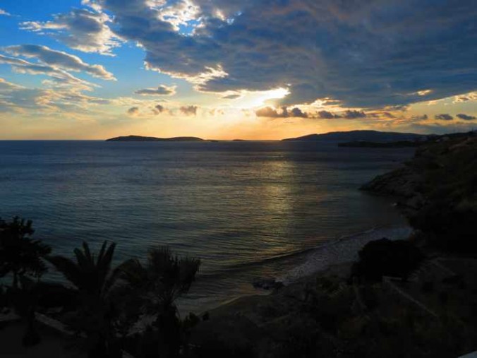 sunset view from Aneroussa beach hotel