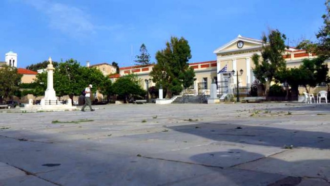 the main square in Andros Town