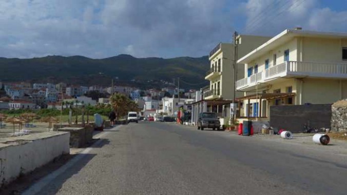 road at Nimborio Beach Andros Town