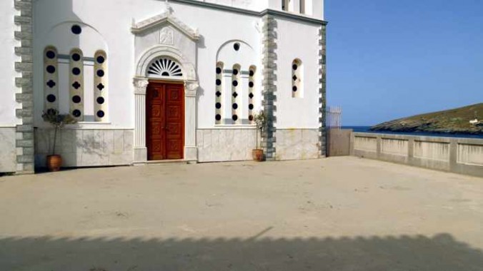 church courtyard in Andros Town