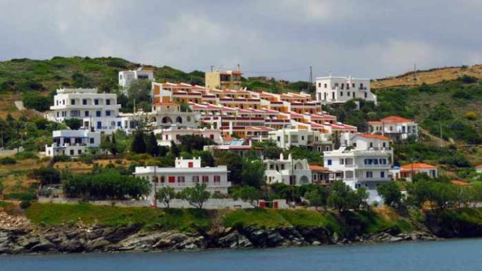 Hotels on a hill above Batsi bay