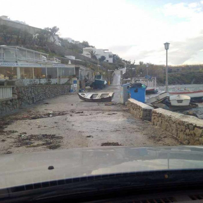 Sikiniotis Lefteris photo of storm damaged road at Ornos Mykonos