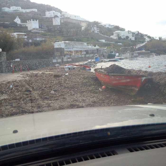 Sikiniotis Lefteris photo of storm damaged seashore at Ornos Mykonos 02