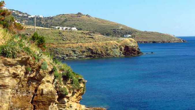 sea and coast at Stivari on Andros