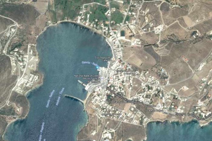 Satellite view of Gavrio village on Andros