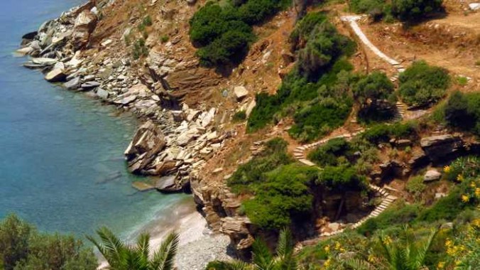 steps leading to a cove on Andros