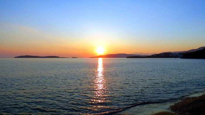 sunset view from Agia Marina beach