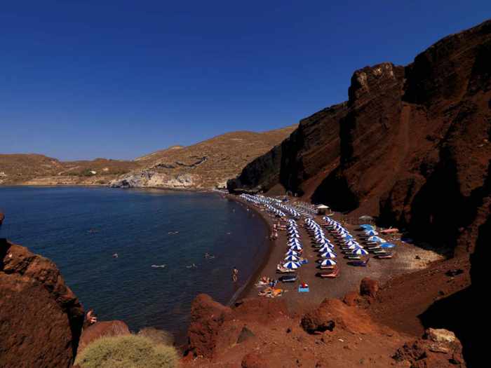 santorini greece red beach