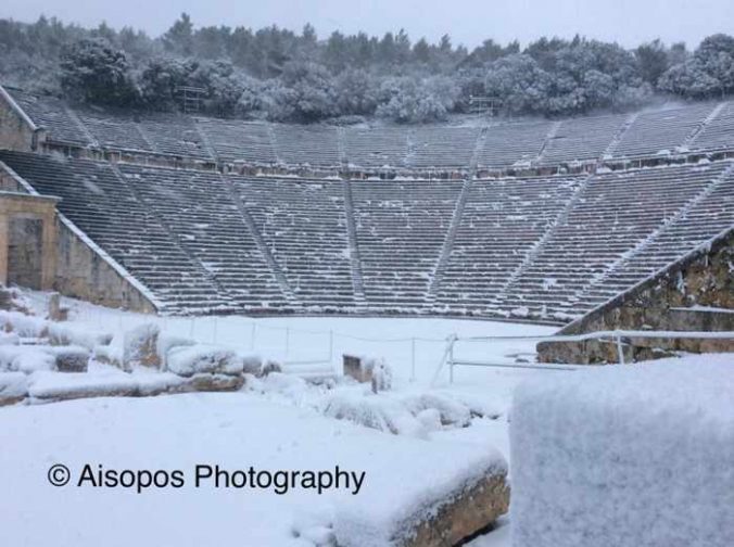 Andreas Aisopos photo of snow at Epidaurus
