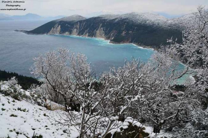 Dimitris Artavanis photo of snow in the Exoge area of Ithaca island January 10