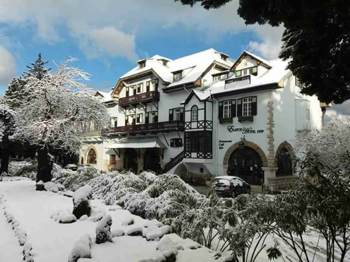 Snow at the Elafos Hotel on Rhodes island Greece