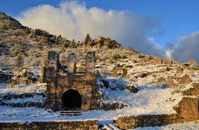 Snow at Mystras historic site