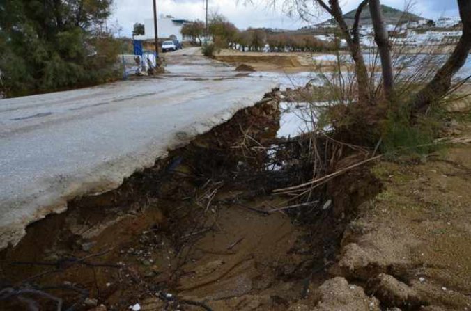 Stormwater soil erosion near Naoussa on Paros