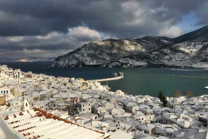 Snow on Skopelos island