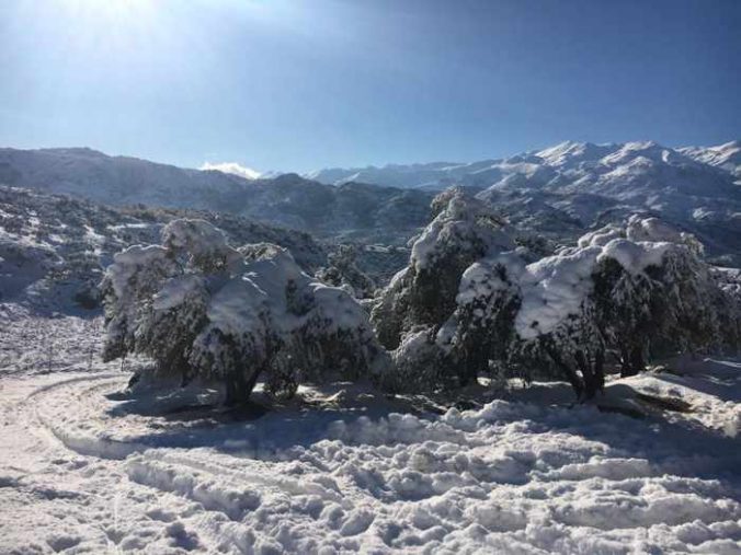 Snowy countryside near Chania Crete
