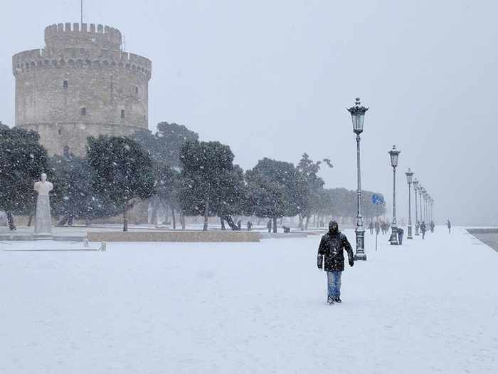 Snow at Thessaloniki Greece