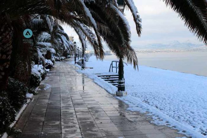 snow at Loutraki Greece