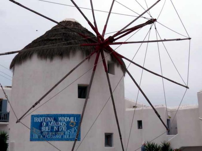 The Golden Star Hotel windmill on Mykonos