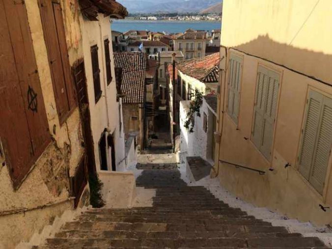 a lane of steps in the Nafplio Old Town