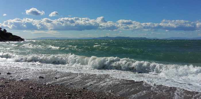 Glyfada beach view of Saronic Gulf