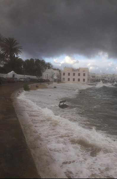 Agia Anna beach during storm at Mykonos