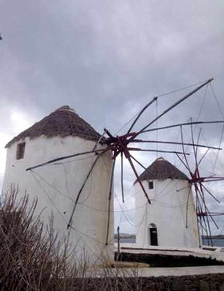 Mykonos windmill damaged by windstorm