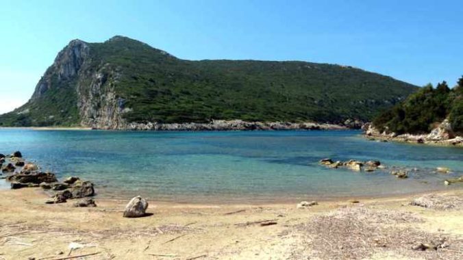 Ntivari beach and Sfaktiria Island