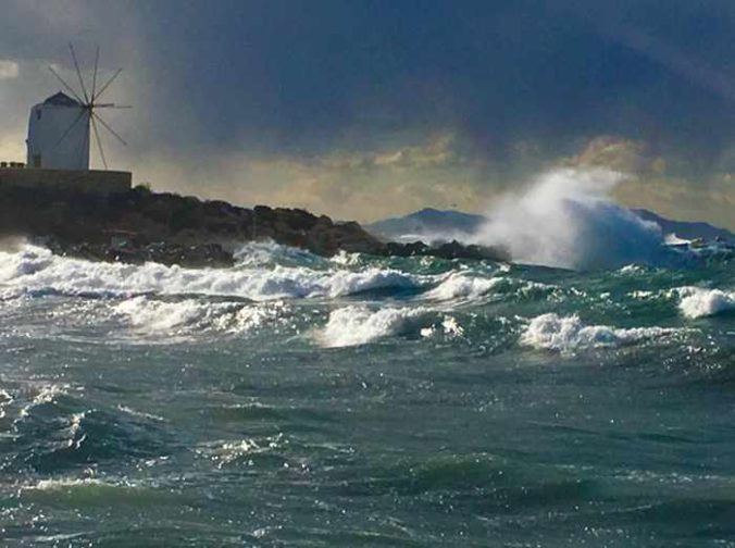 Paros photo by Waves on the seafront at Parikia on Paros photo shared on Facebook by ΠΑΡΟΣ like Facebook page