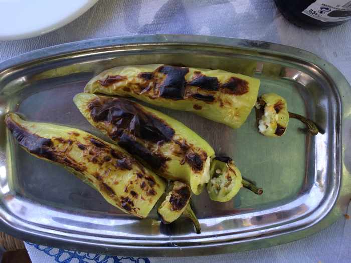 Akrogiali Taverna's grilled stuffed peppers
