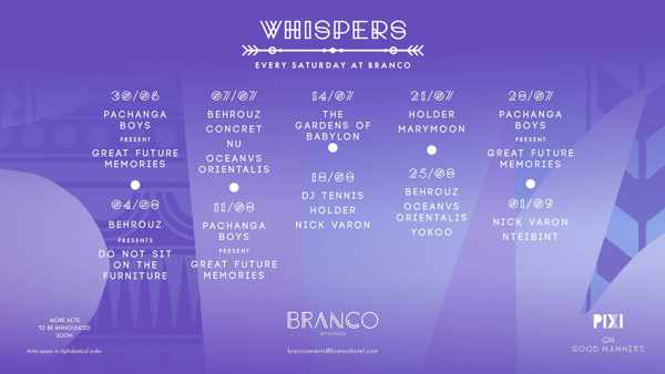 Branco Mykonos Whispers events