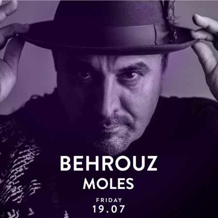 Promotional ad for the Alemagou beach club Mykonos party featuring DJ Behrouz