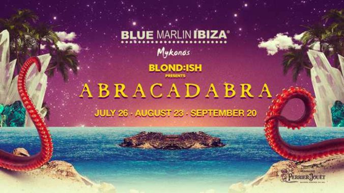 Promotional ad for the Blondish Abracadabra shows at Blue Marlin Ibiza Mykonos during summer 2019