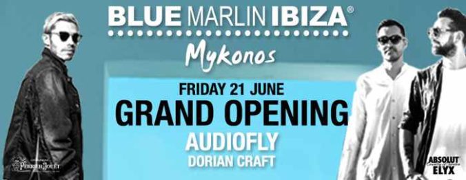 Grand opening announcement for the new Blue Marlin Ibiza club in Mykonos