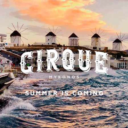 Promotional image for Cirque Mykonos nightclub opening