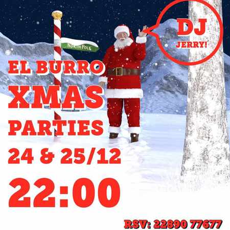 Promotional image for El Burro Mykonos Christmas Parties December 24 and 25