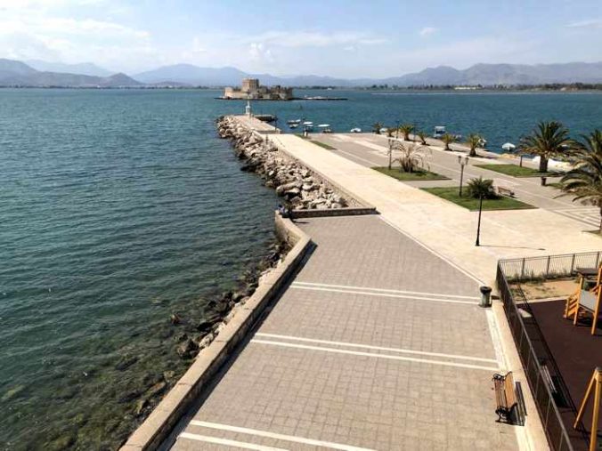 Greece, Peloponnese, Argolida, Nafplio, Arvanitia Promenade, waterfront, seaside, shore, The Shore, Argolic Gulf