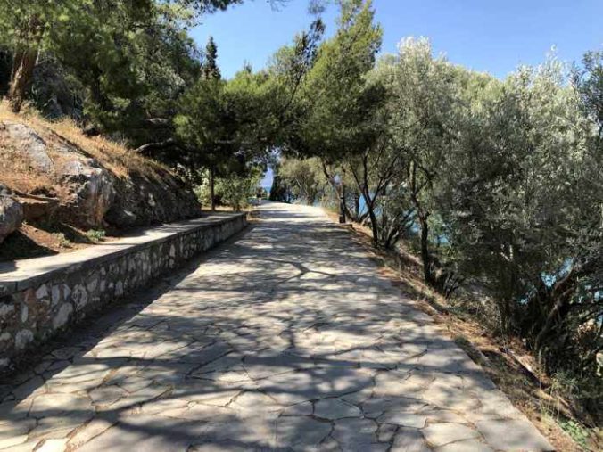 Greece, Peloponnese, Argolida, Nafplio, Arvanitia promenade, path, walkway,