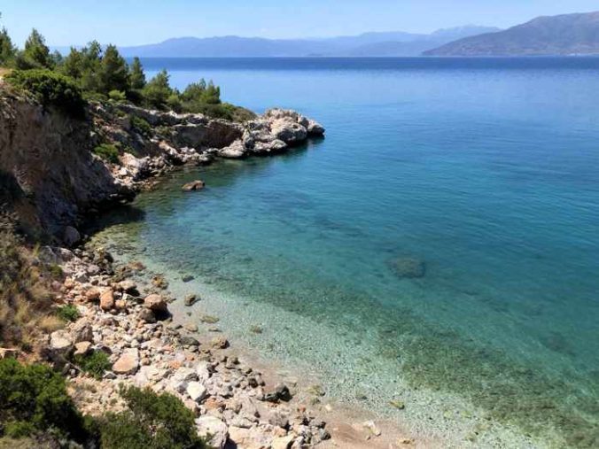 Greece, Peloponnese, Nafplio, Karathona path, path, footpath, coast, sea, Argolic Gulf, water, cove, shore,