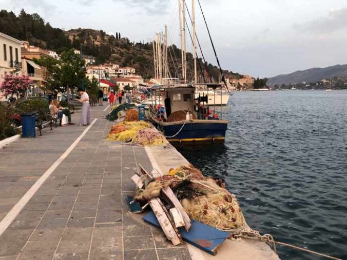 Greece, Greek island, Saronic island, Poros, Poros Greece, Poros island,, harbourfront, fishing boats,