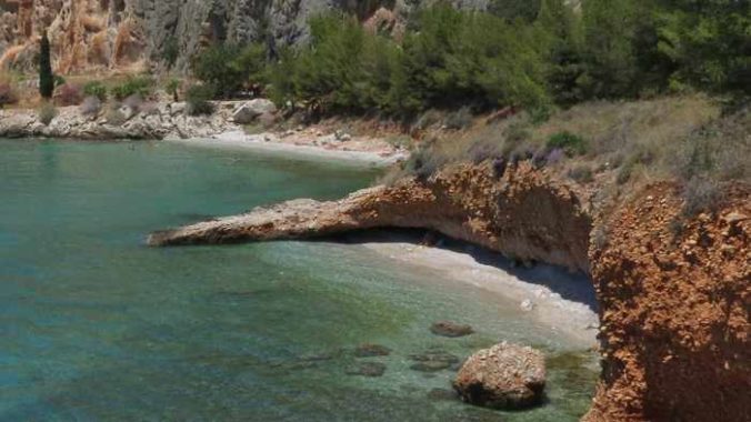 Greece, Peloponnese, Nafplio, Karathona path, beach, Neraki beach, Neraki beach Nafplio, coast, seaside, sea, water, Neraki, Neraki beach, Neraki beaches at Nafplio, cove,