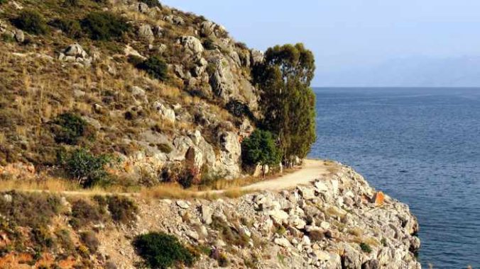 Greece, Peloponnese, Nafplio, Karathona, path, walkway, trail,, coast, seaside,