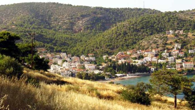 Greece, Greek island, Saronic island, Poros, Poros island, Poros Greece, mountains, hills, beach, Kanali beach Poros, Kanali beach, trees