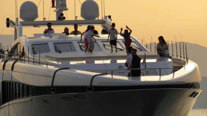 Greece, Greek island, Saronic island, Poros, Poros Greece, Poros island, ship, yacht, boat, children, people